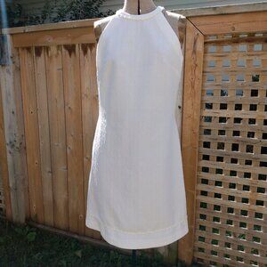 Vintage 60s Dress White Sleeveless Summer 35" Bust 32" Waist Mod GoGo Retro